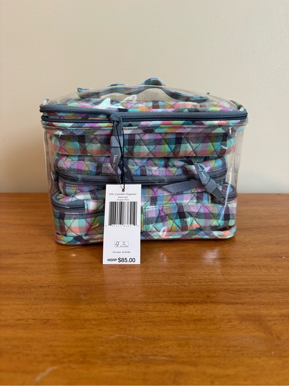 Multi-Color Geometric Cosmetic Organizer Bag - Clear Carry Case
